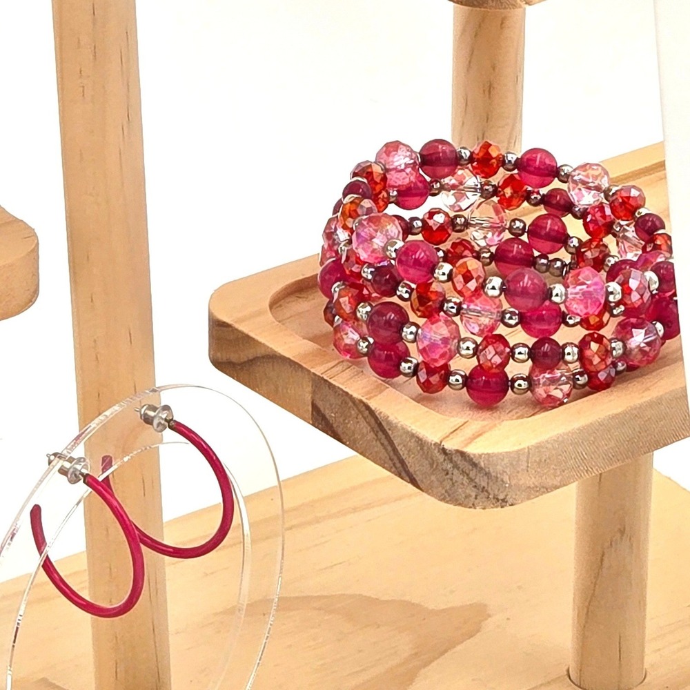Bubblegum Dreams Jewelry Mixed Lot 12pc Pink Necklaces Bracelets Earrings Set‎ - Picture 7 of 9